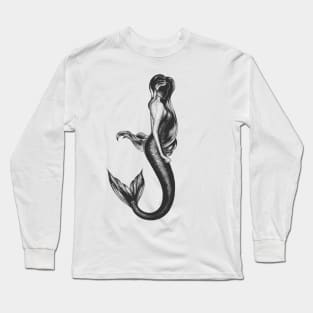 Mermaid hand drawn monochrome print T-Shirt Long Sleeve T-Shirt